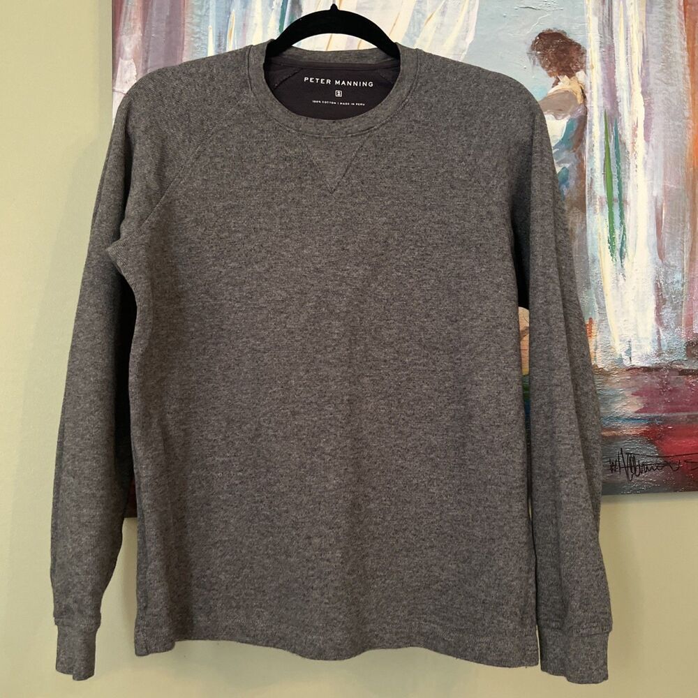 Peter Manning Sweater 100% Cotton Preppy Gray Men's Sz 2/S GUC